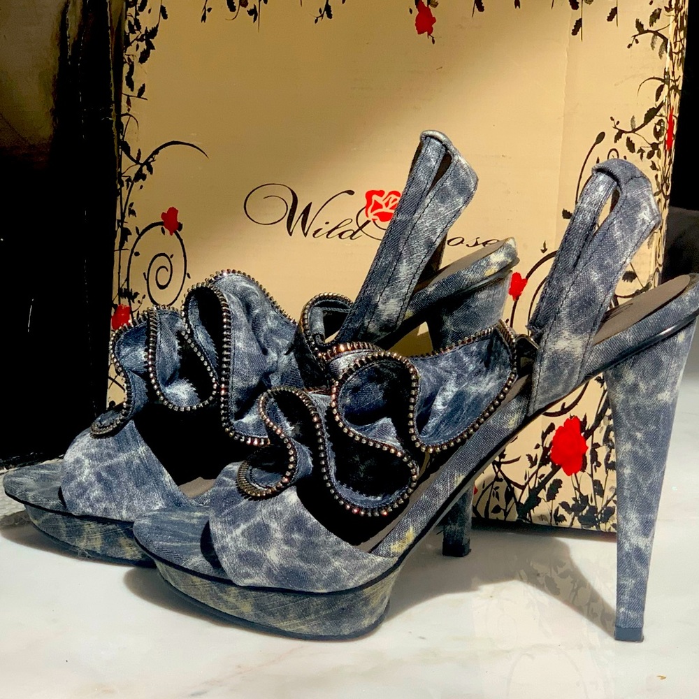 Denim high heels